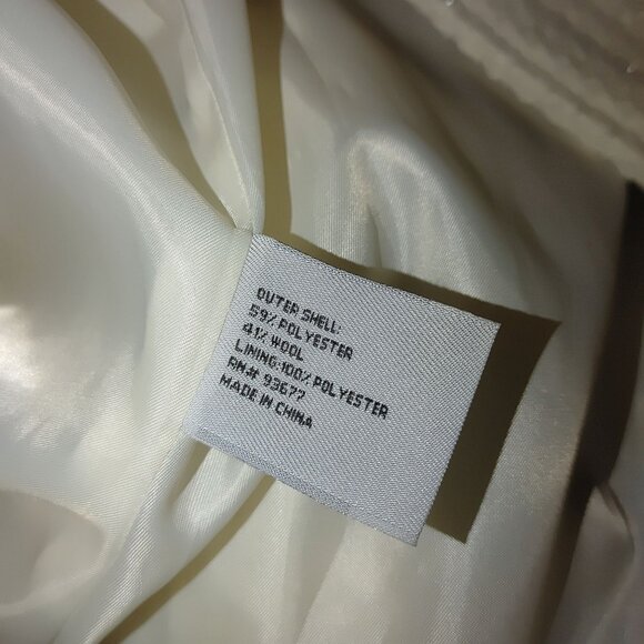 Worthington Peacoat Coat L Large Doube Breasted ivory Cream Slimmer Tweed - Picture 11 of 11